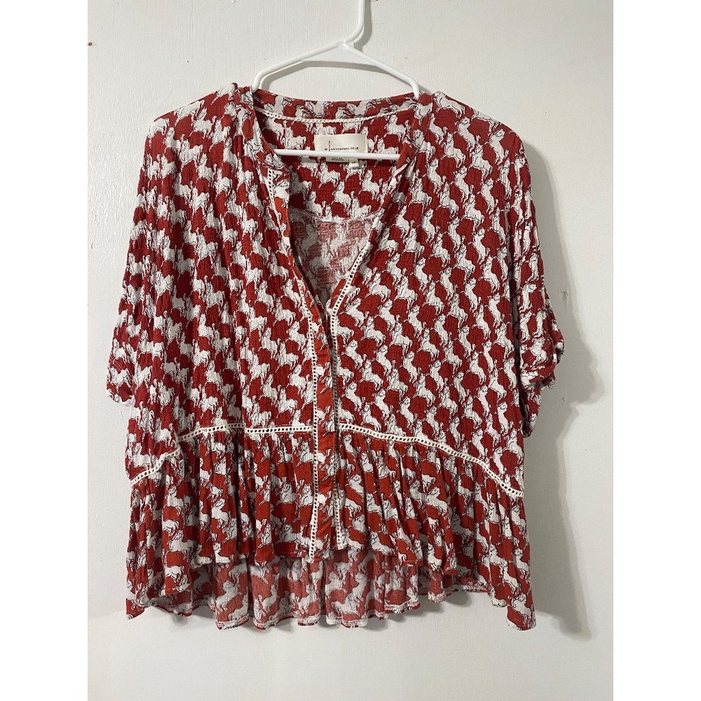 Anthropologie Red Horse Blouse XXS but fits like Size Small